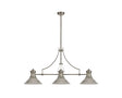 Munro 3 Light Linear Multi Height Pendant E27 With 30cm Cone Glass Shade, Polished Nickel, Clear
