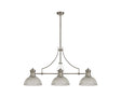 Munro 3 Light Linear Multi Height Pendant E27 With 30cm Dome Glass Shade, Polished Nickel, Clear