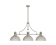 Munro 3 Light Linear Multi Height Pendant E27 With 38cm Dome Glass Shade, Polished Nickel, Clear