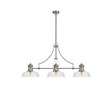 Munro 3 Light Linear Multi Height Pendant E27 With 30cm Flat Round Glass Shade, Polished Nickel, Clear