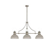 Munro 3 Light Linear Multi Height Pendant E27 With 30cm Prismatic Glass Shade, Polished Nickel, Clear
