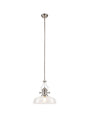 Munro Multi Height Pendant With 38cm Flat Round Shade, 1 x E27, Polished Nickel/Clear Glass