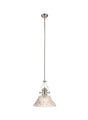 Munro Multi Height Pendant With 38cm Patterned Round Shade, 1 x E27, Polished Nickel/Clear Glass