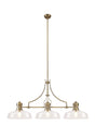 Munro Linear Multi Height Pendant With 38cm Flat Round Shade, 3 x E27, Antique Brass/Clear Glass