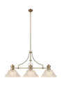 Munro Linear Multi Height Pendant With 38cm Patterned Round Shade, 3 x E27, Antique Brass/Clear Glass (19.1kg)