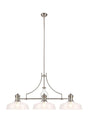Munro Linear Multi Height Pendant With 38cm Flat Round Shade, 3 x E27, Polished Nickel/Clear Glass