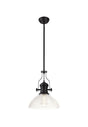 Munro 1 Light Multi Height Pendant E27 With 33.5cm Prismatic Glass Shade, Matt Black/Clear
