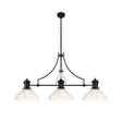 Munro 3 Light Linear Multi Height Pendant E27 With 33.5cm Prismatic Glass Shade, Matt Black, Clear