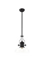 Munro Multi Height Pendant With 38cm Flat Round Shade, 1 x E27, Matt Black/Clear Glass
