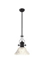 Munro Multi Height Pendant With 38cm Patterned Round Shade, 1 x E27, Matt Black/Clear Glass