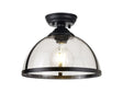 Munro 30cm Flush Ceiling Fitting, 1 x E27, Black/Clear