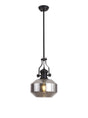 Munro Single Multi Height Pendant, 1 x E27, Round Champfered Glass, Matt Black/Smoke