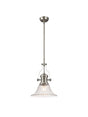 Munro Single Multi Height Pendant, 1 x E27, 30cm Bell Glass, Satin Nickel/Clear