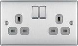 BG  Nexus Metal, 13A Double Switched Socket in VARIOUS COLOURS