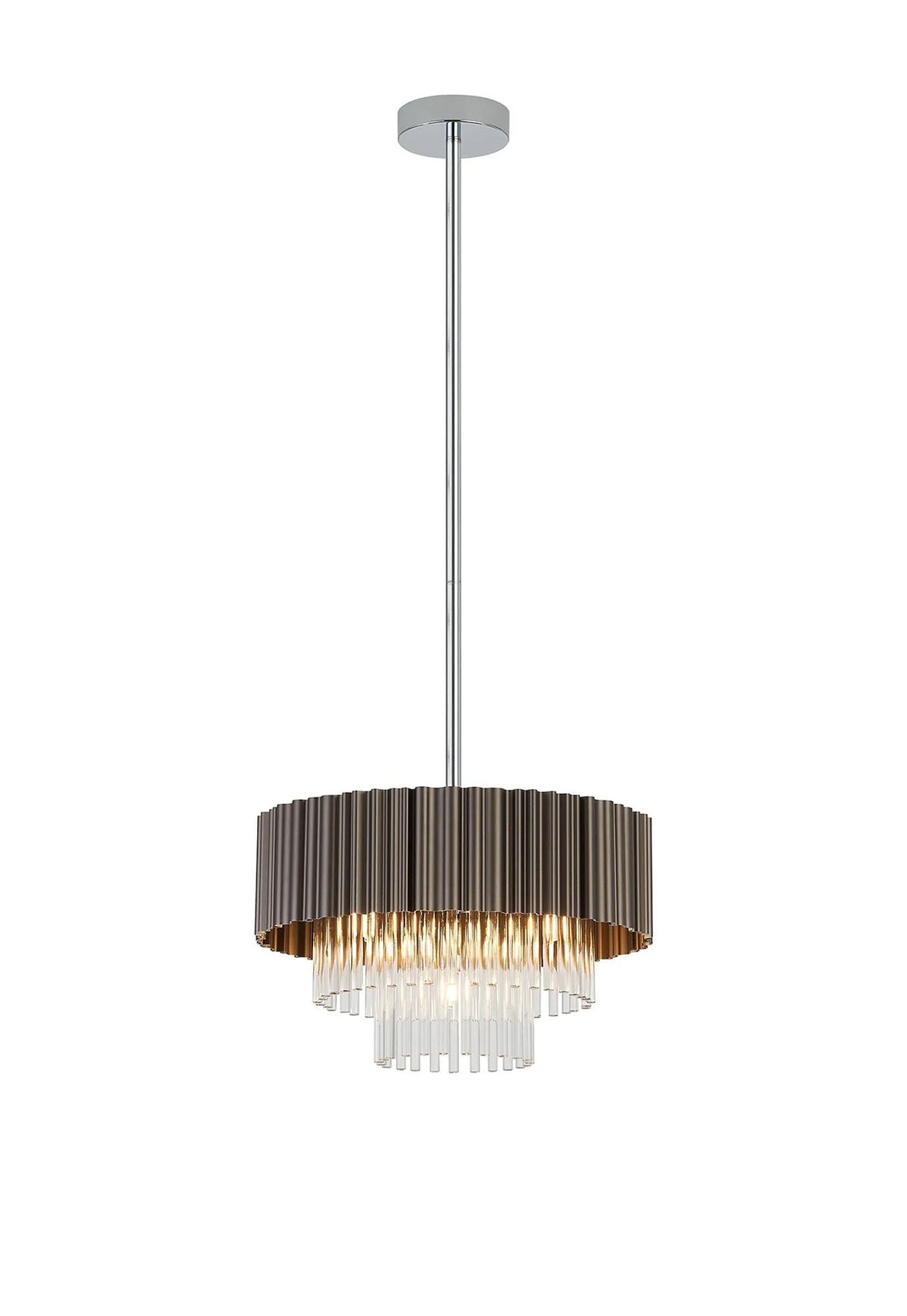 Neal Fixed Pendant, 4 Light G9, Oxidised Coffee/Polished Chrome/Clear Glass