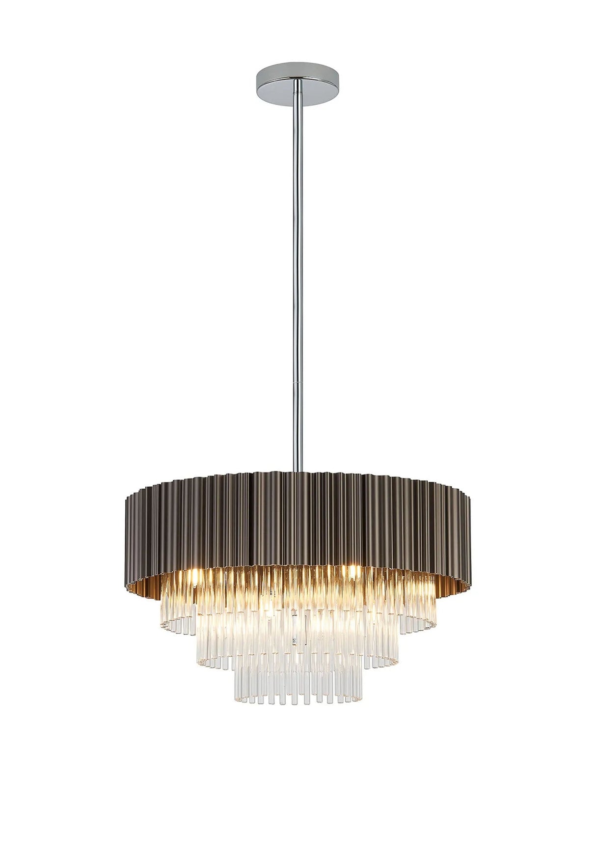 Neal Fixed Pendant, 9 Light G9, Oxidised Coffee/Polished Chrome/Clear Glass