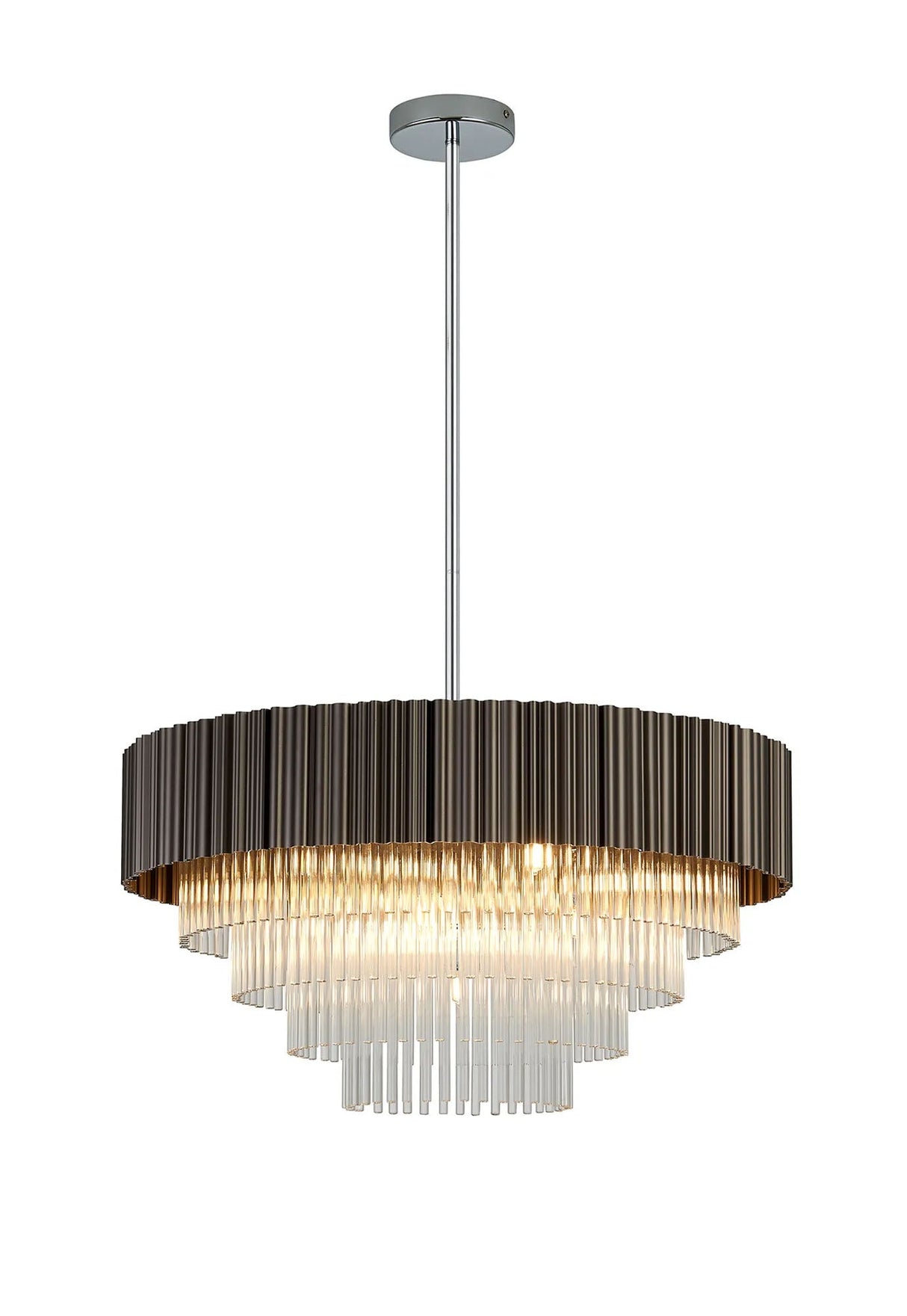 Neal Fixed Pendant, 11 Light G9, Oxidised Coffee/Polished Chrome/Clear Glass