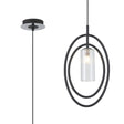Newton Oval Pendant/Semi Ceiling Convertible, 1 Light G9, Grey/Polished Chrome/Clear Slim Tube Ribbed Glass