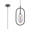 Newton Oblong Pendant/Semi Ceiling Convertible, 1 Light G9, Grey/Polished Chrome/Iridescent Concaved Oval Glass