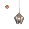 Nish Single Pendant, 1 x E27, Satin Copper/Smoke Diamond Glass