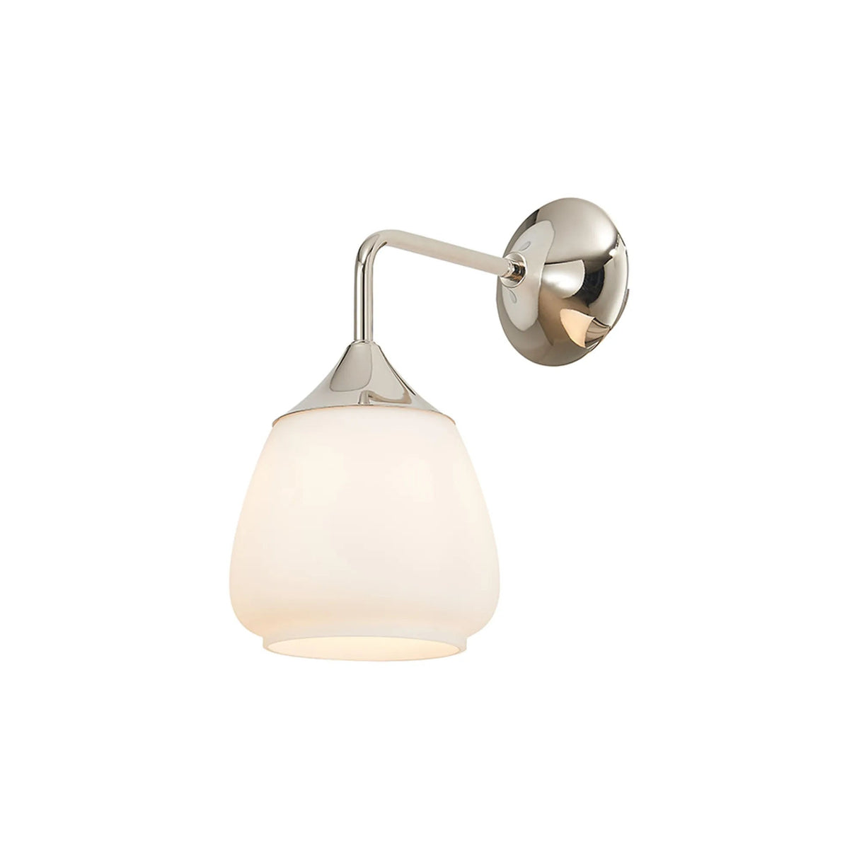 Nish Wall Light Switched, 1 x E27, Polished Nickel/Opal Jar Glass