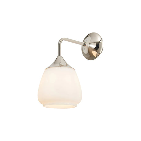 Nish Wall Light Switched, 1 x E27, Polished Nickel/Opal Jar Glass
