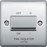 BG Metal, 10AX Triple Pole Fan Isolator Switch in VARIOUS COLOURS