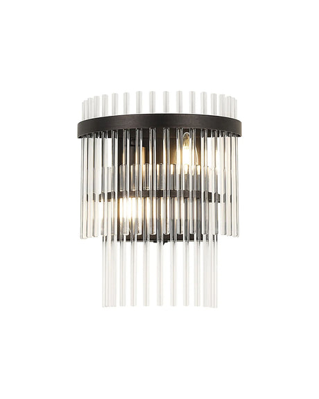 Onien Wall Lamp 2 Light E14, Brown Oxide/Clear Glass Rods