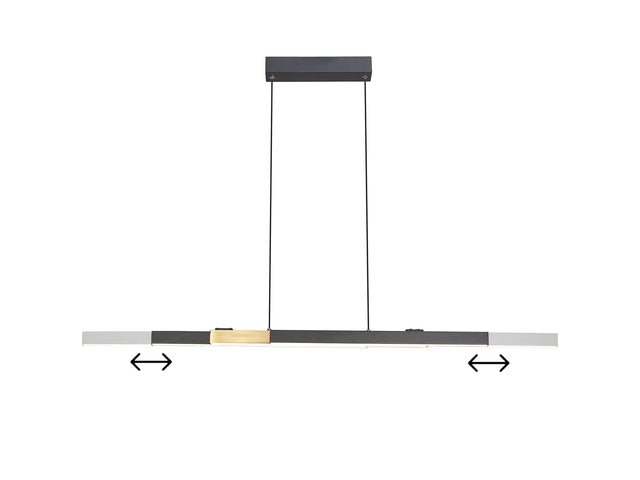 Parke Extendable Linear Pendant , 24W LED, 4000K, Satin Black/Gold