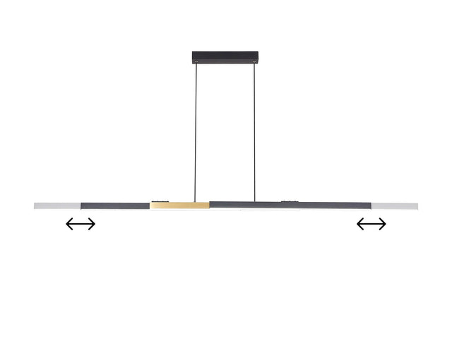 Parke Extendable Linear Pendant , 40W LED, Remote Control CCT Tuneable White 3000K-6000K, Satin Black/Gold