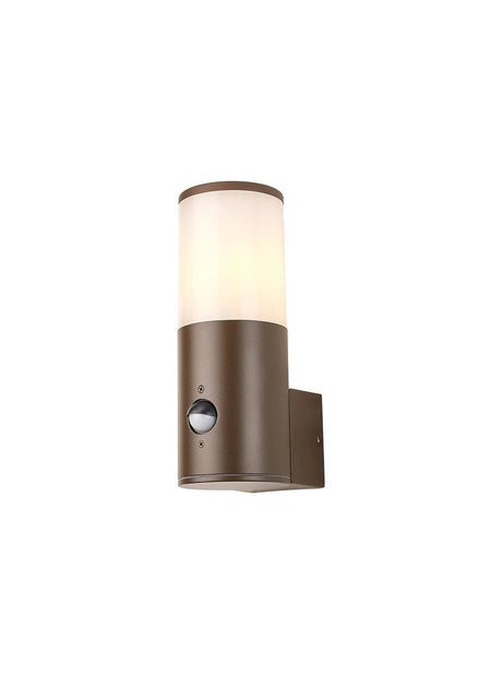 Pascoe Wall Lamp With PIR Sensor 1 x E27, IP54, Matt Brown/Opal