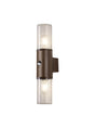 Pascoe Wall Lamp With PIR Sensor 2 x E27, IP54, Matt Brown/Crackled Clear
