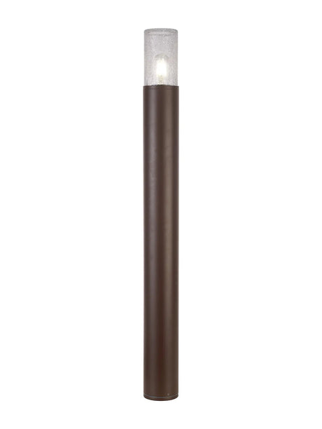 Pascoe 90cm Post Lamp 1 x E27, IP54, Matt Brown/Crackled Clear