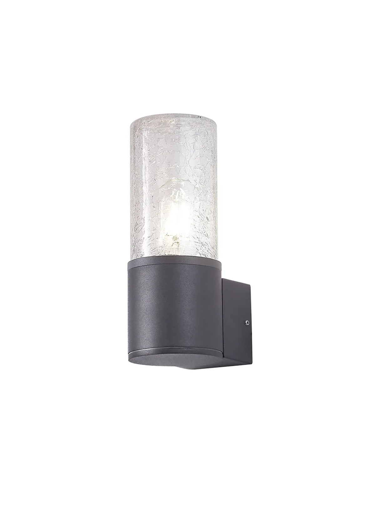 Pascoe Wall Lamp 1 x E27, IP54, Anthracite/Crackled Clear