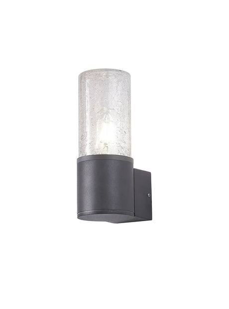Pascoe Wall Lamp 1 x E27, IP54, Anthracite/Crackled Clear
