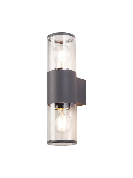 Pascoe Wall Lamp 2 x E27, IP54, Anthracite/Clear