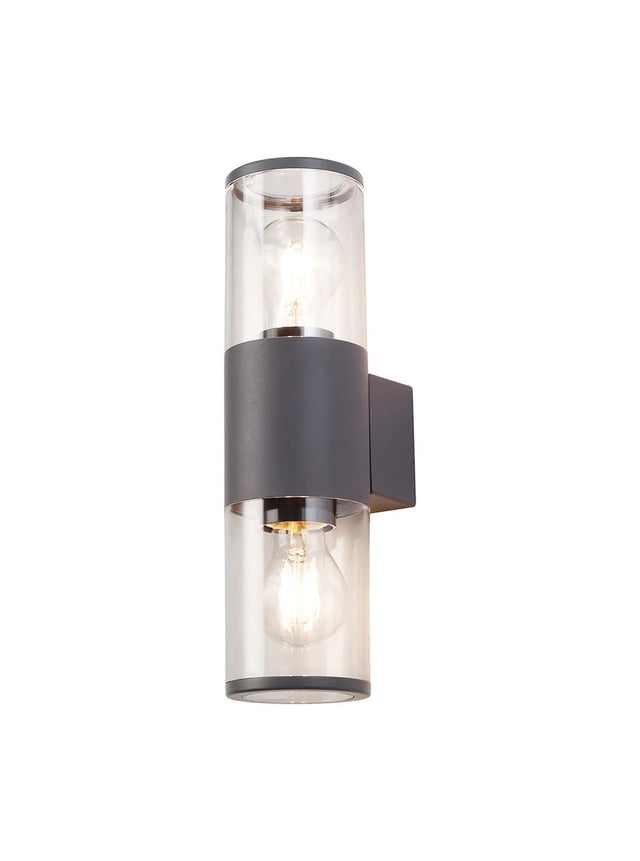 Pascoe Wall Lamp 2 x E27, IP54, Anthracite/Clear
