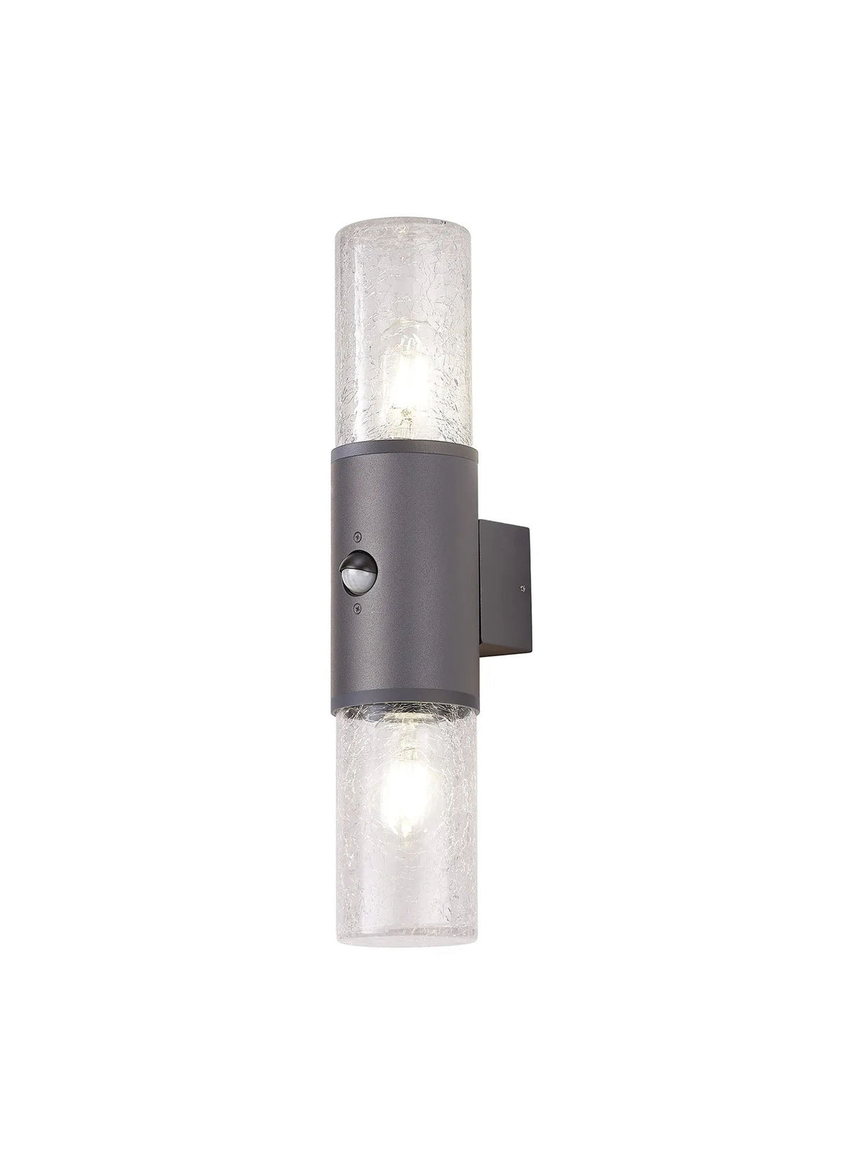 Pascoe Wall Lamp With PIR Sensor 2 x E27, IP54, Anthracite/Crackled Clear
