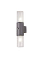 Pascoe Wall Lamp With PIR Sensor 2 x E27, IP54, Anthracite/Crackled Clear