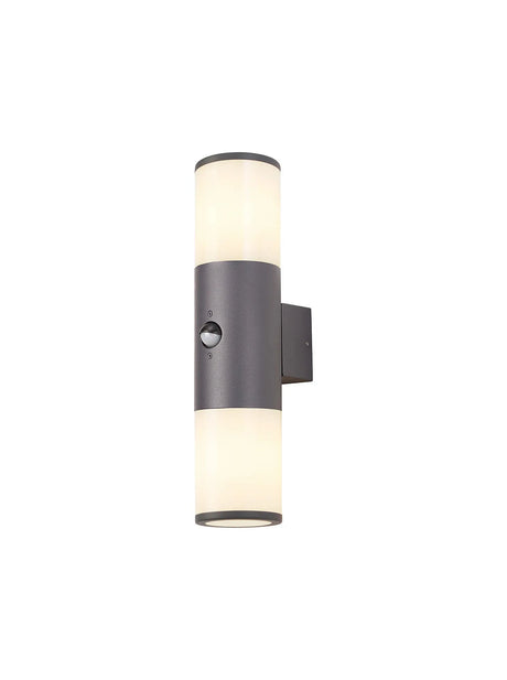 Pascoe Wall Lamp With PIR Sensor 2 x E27, IP54, Anthracite/Opal