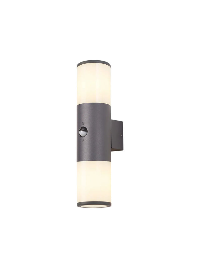 Pascoe Wall Lamp With PIR Sensor 2 x E27, IP54, Anthracite/Opal