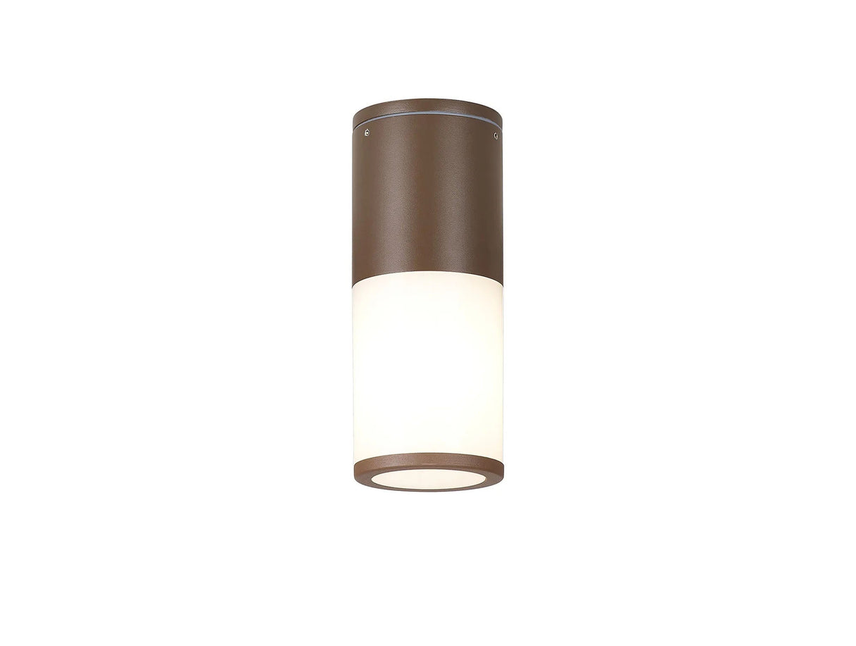 Pascoe 22cm Ceiling/Post Lamp 1 x E27, IP54, Matt Brown/Opal