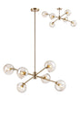 Peters 85cm Round Fixed Multi Height Pendant/Semi Flush With Double Cut Glass, 6 x E14, Antique Gold/Cognac