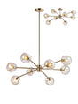 Peters 100cm Round Fixed Multi Height Pendant/Semi Flush With Double Cut Glass, 8 x E14, Antique Gold/Cognac