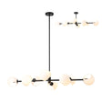 Peters Linear Fixed Pendant With Double Cut Glass, 8 x E14, Satin Black/Opal