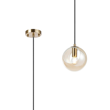 Peters 15cm Single Pendant With Double Cut Glass, 1 x E14, Antique Gold/Cognac
