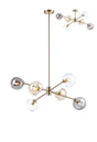 Peters 85cm Round Fixed Multi Height Pendant/Semi Flush With Double Cut Glass, 6 x E14, Antique Gold/Cognac/Clear/Smoke