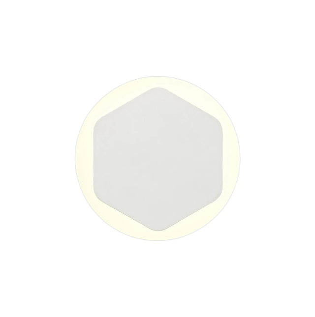 Proctor Magnetic Base Wall Lamp, 12W LED 3000K 15/19cm Vertical Hexagonal Centre, Sand White/Round Acrylic Frosted Diffuser