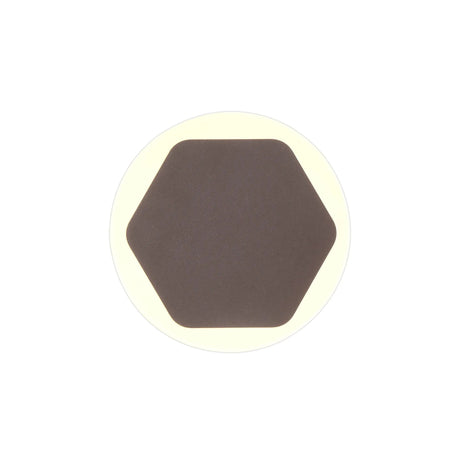 Proctor Magnetic Base Wall Lamp, 12W LED 3000K 15cm Horizontal Hexagonal 19cm Round Centre, Coffee/Acrylic Frosted Diffuser