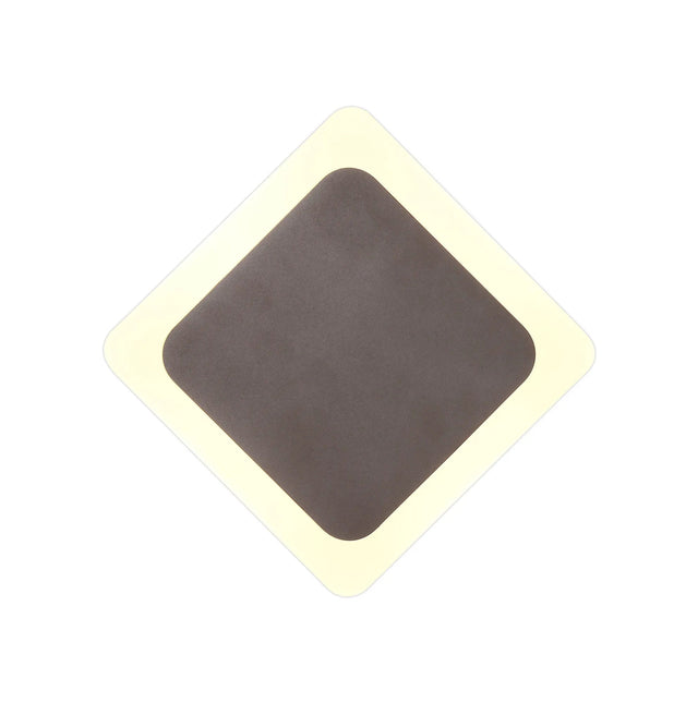 Proctor Magnetic Base Wall Lamp, 12W LED 3000K 15/19cm Diamond Centre, Coffee/Acrylic Frosted Diffuser